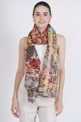 Flower Field Fine Wool Shawl