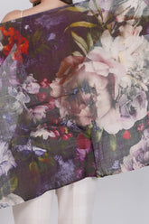 Dark Muti Floral Design Fine Wool Stole