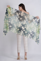 Green Floral Printed Fine Wool Stole