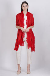 Elegant Red Lace Viscose Shawl/Stole by Cashmere Craft