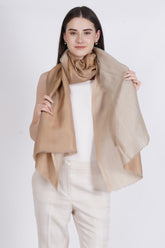 Beige Fine Wool Reversible Lurex Stole