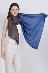 Blue Fine Wool Reversible Lurex Stole