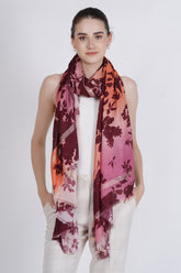 Red Leaves Floral Modal Printed Scarf
