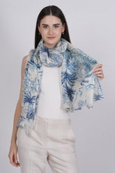 Light Blue Beach Floral Scarf Modal Printed