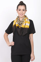 Cashmere Craft Printed Abstract/Geometric Design Scarf (Yellow, White & Brown)