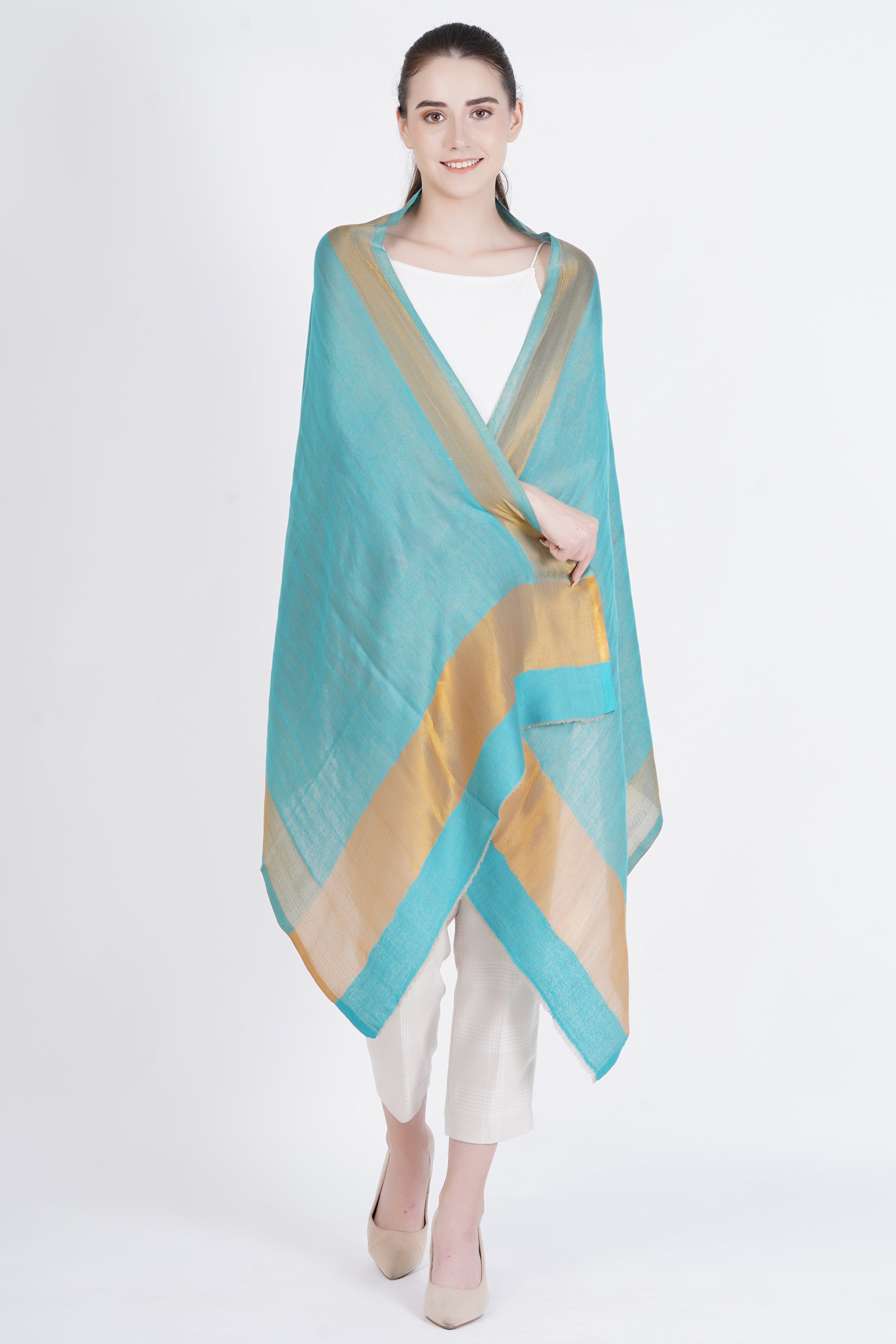 Ocean Light Blue Wool Stole