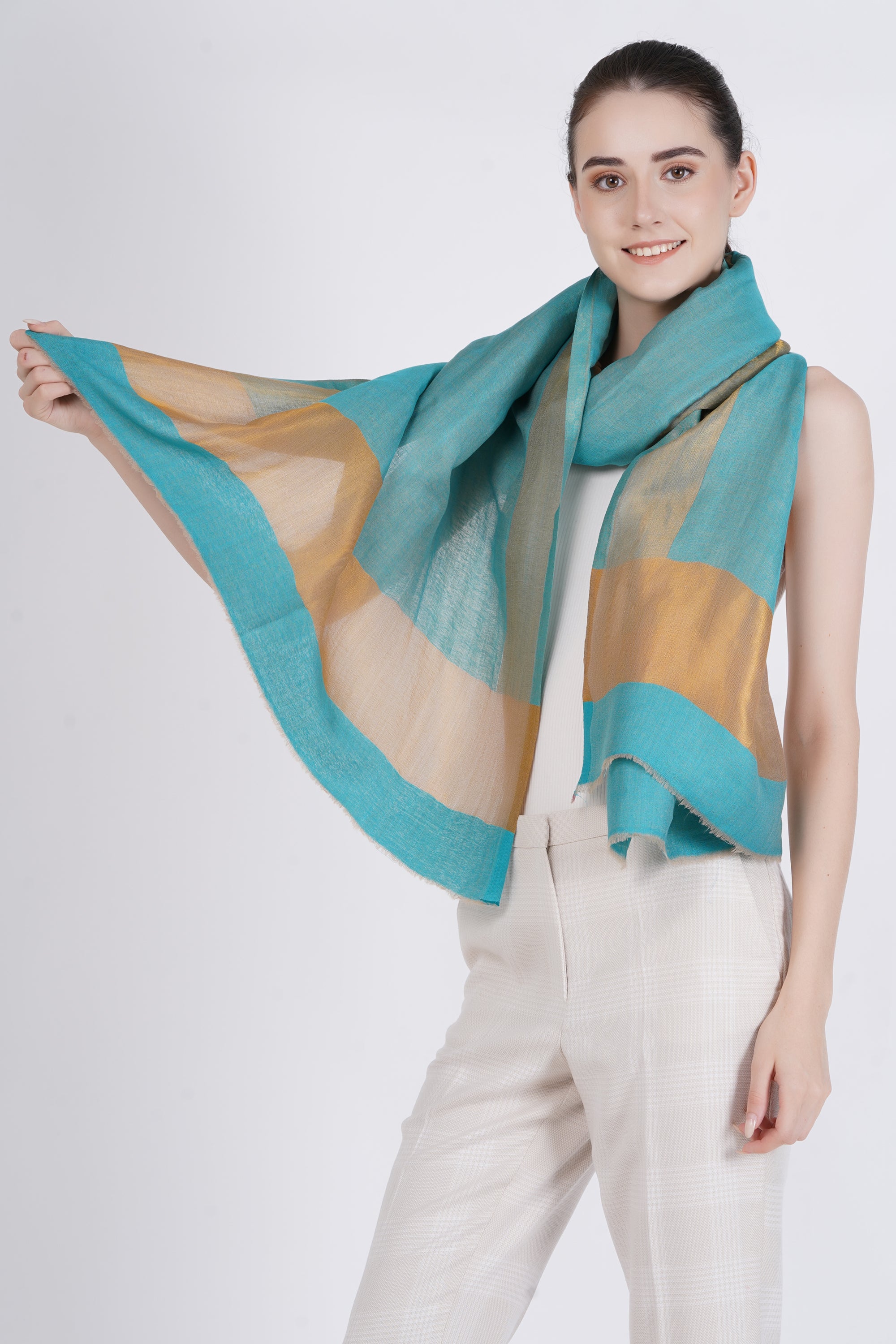 Ocean Light Blue Wool Stole