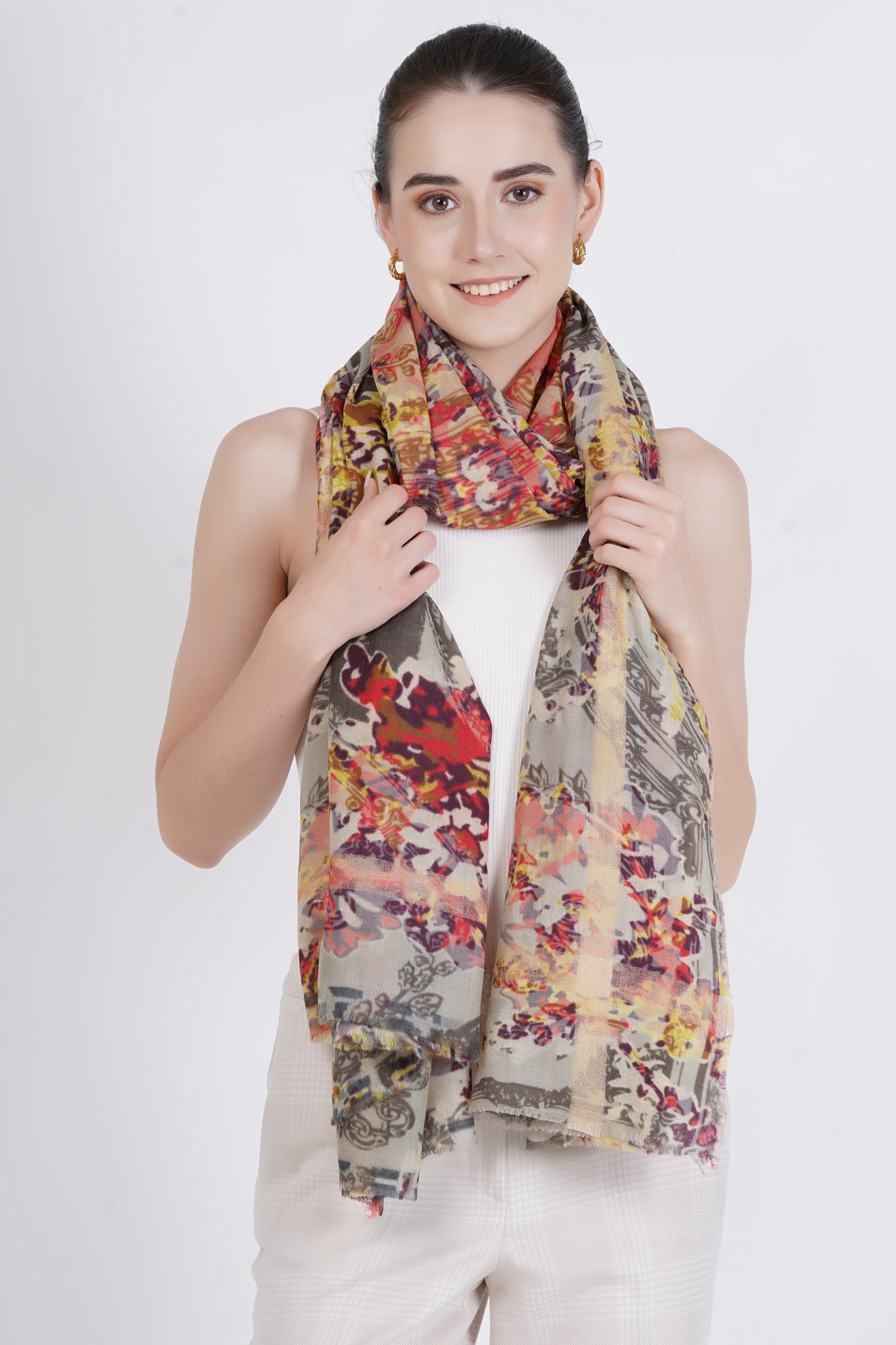 Flower Field Fine Wool Shawl