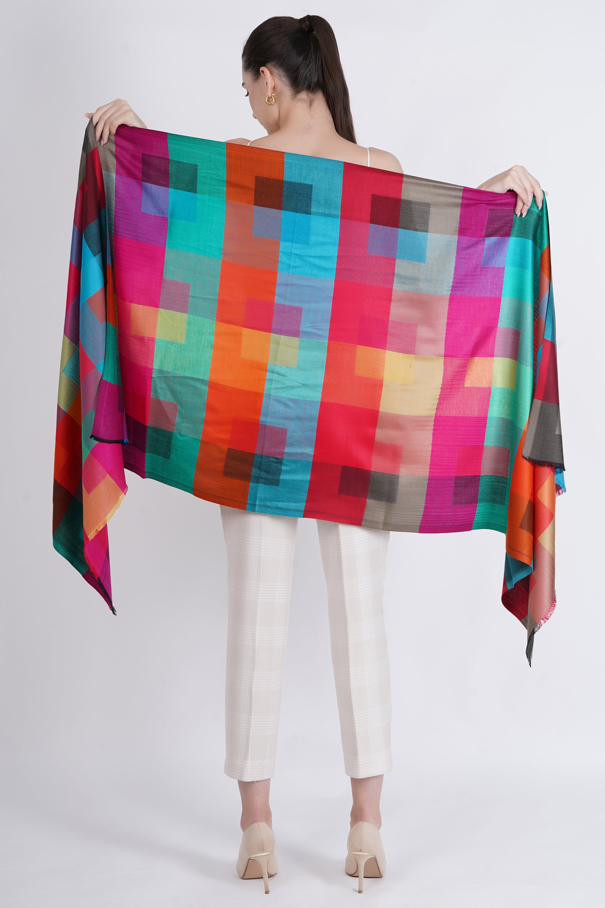 Kaleidoscope Check Modal Scarf Shawl
