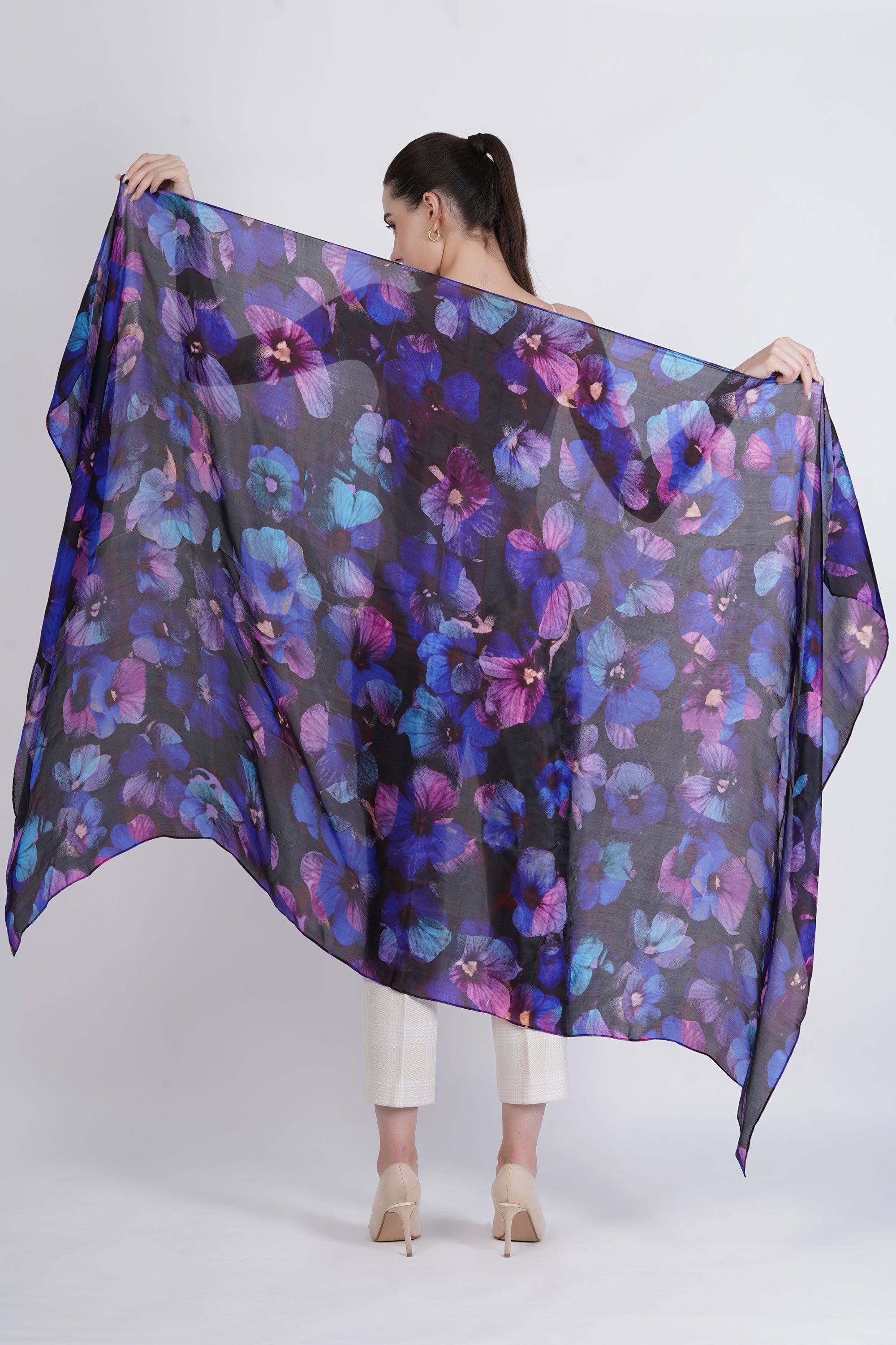 Midnight Floral Silk Scarf