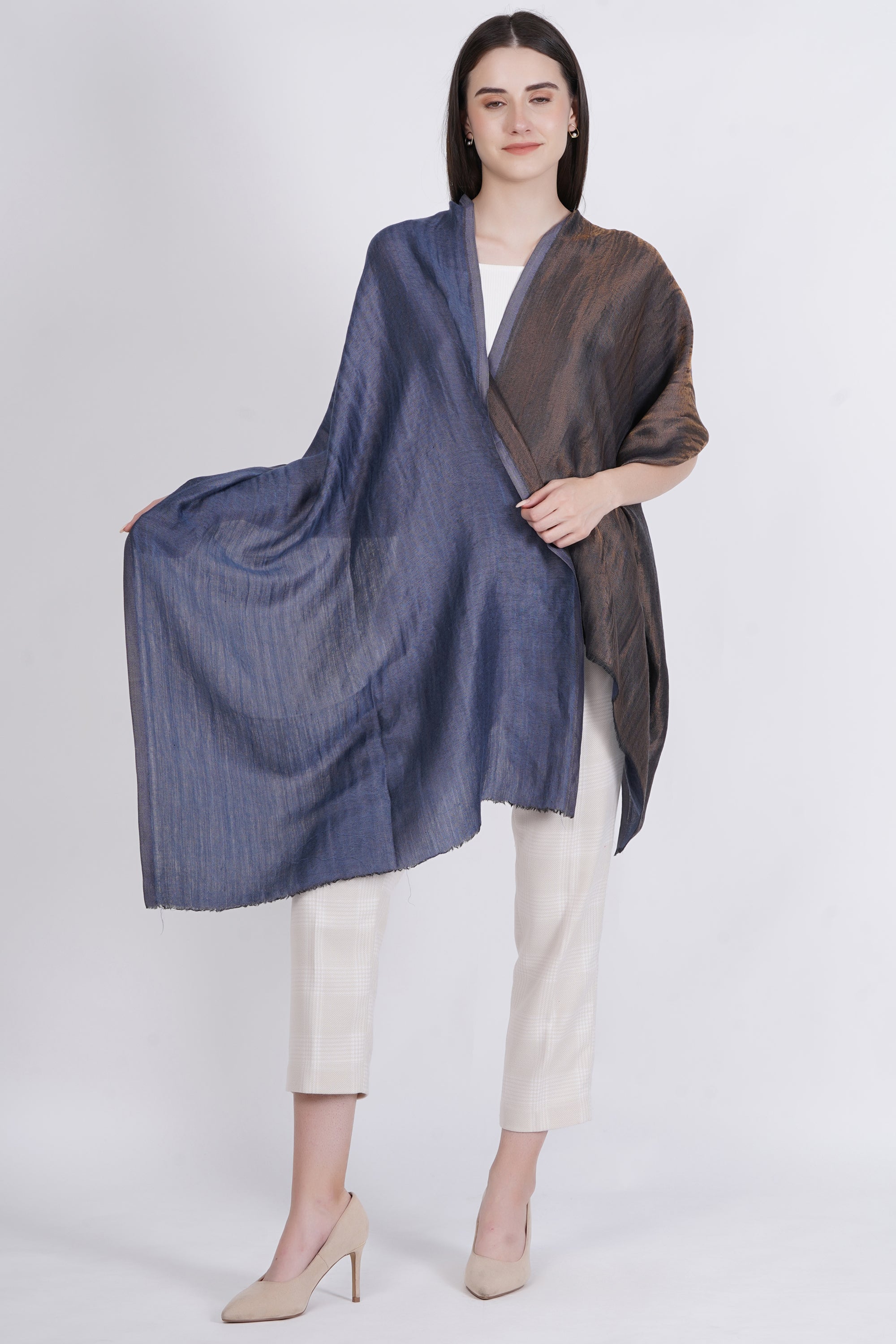 Fine Wool Reversible Lurex Stole