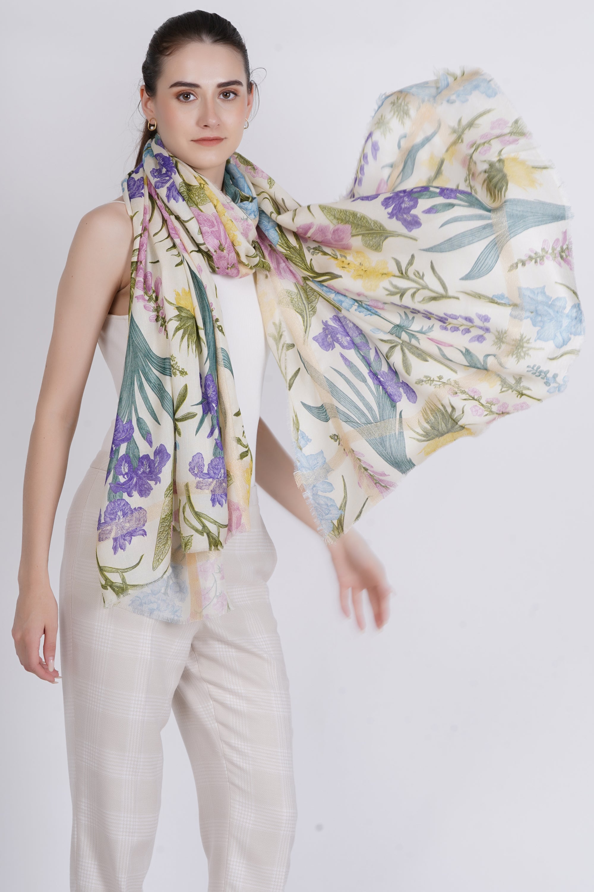 Light Multi Floral Elegant Modal printed Scarf