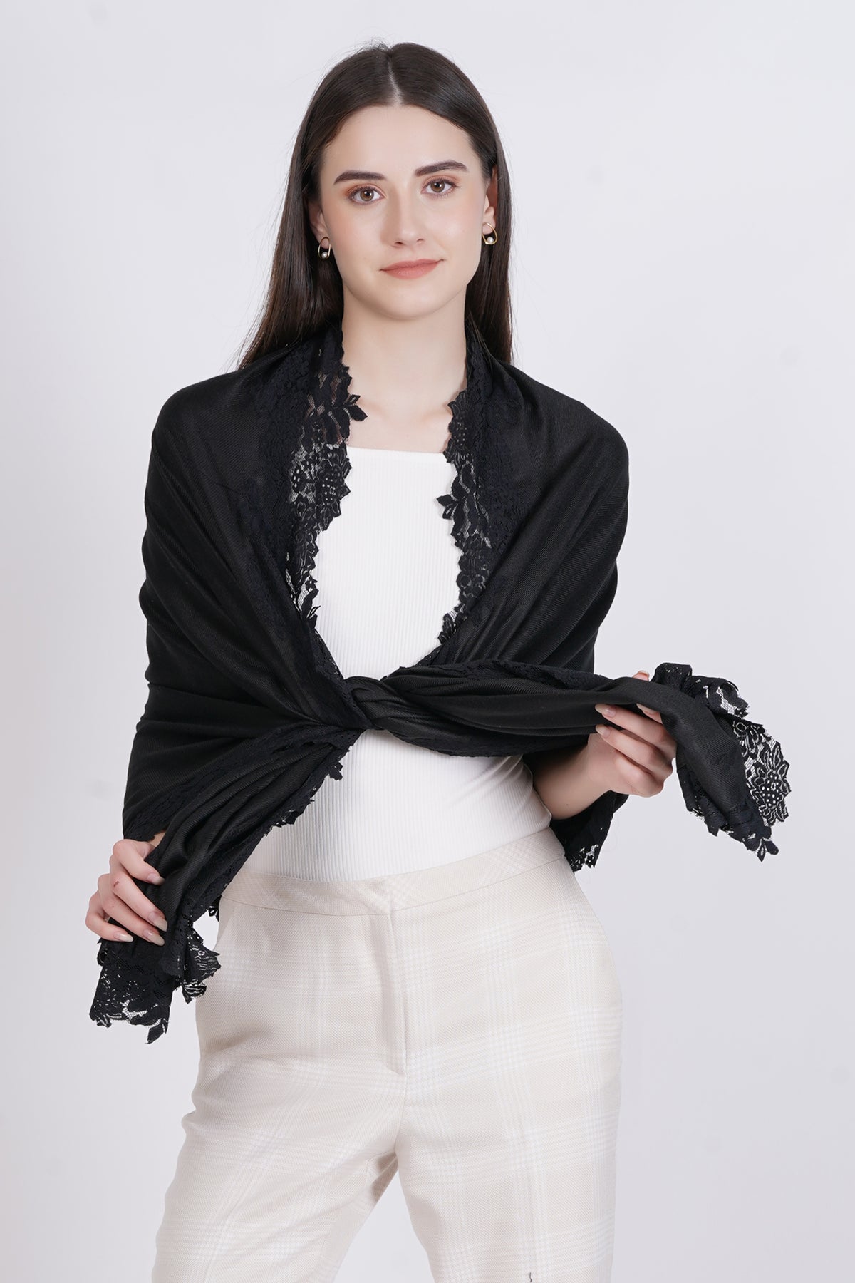 Visose Modal Stole with Lace