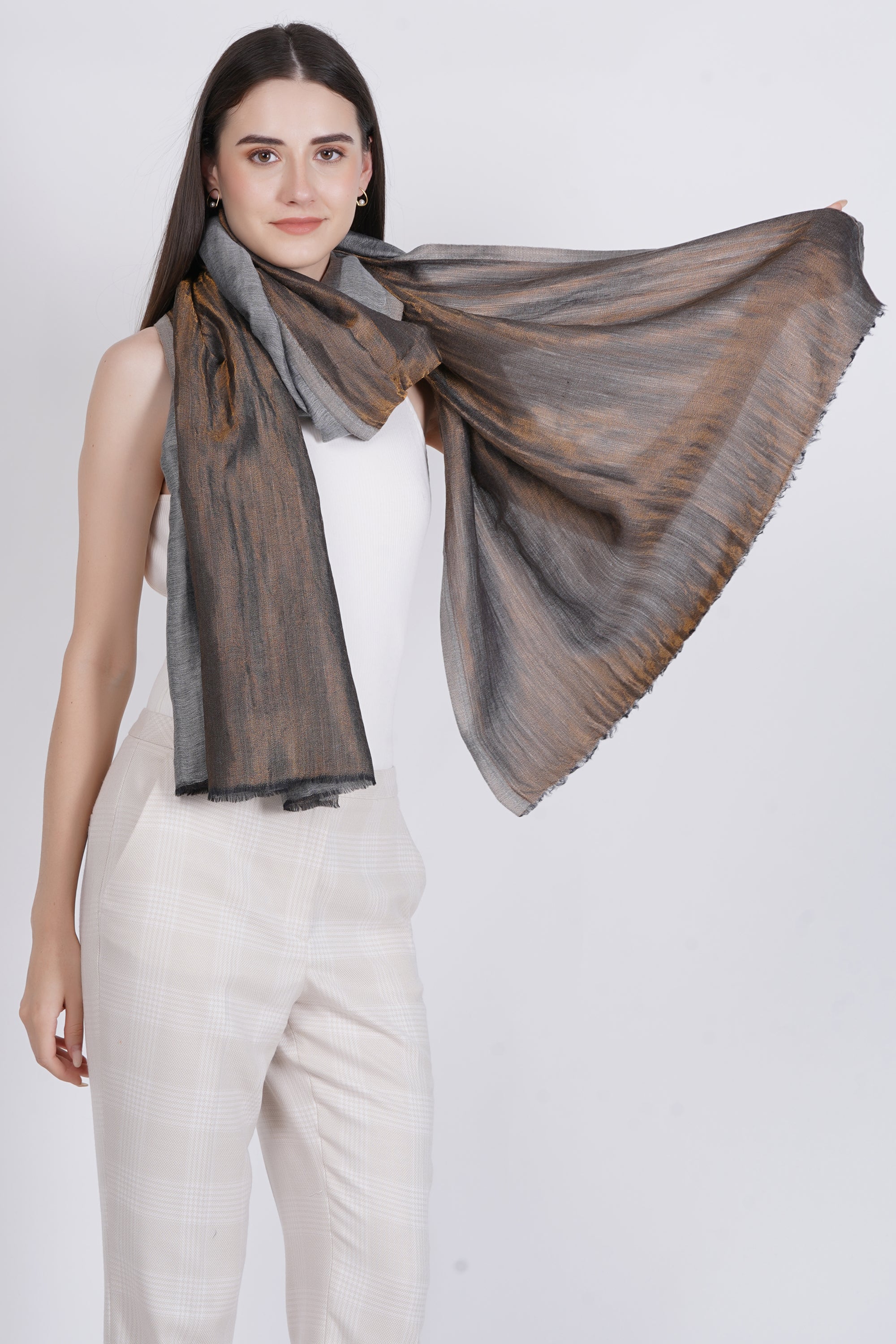 Fine Wool Reversible Lurex Stole