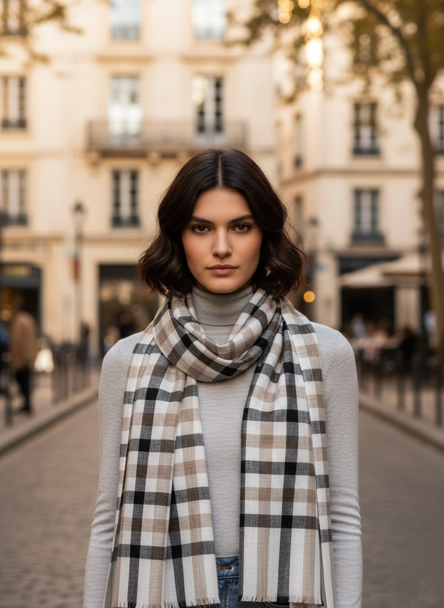 Classic Cheques Viscose Scarf – Lightweight & Trendy Everyday Style by Cashmere Craft