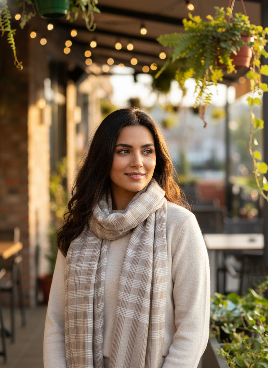 Classic Cheques Fine Wool Scarf – Lightweight & Trendy Everyday Style by Cashmere Craft