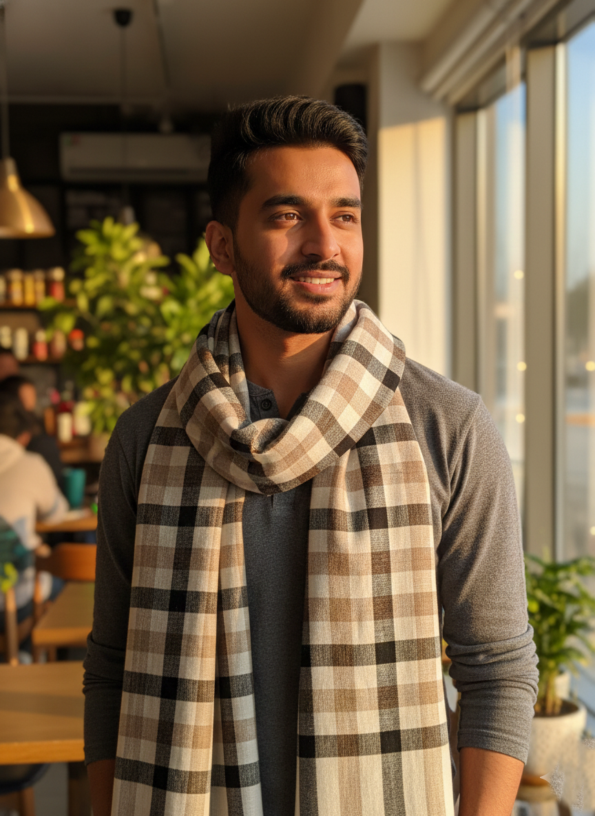 Classic Cheques Fine Wool Scarf – Lightweight & Trendy Everyday Style by Cashmere Craft